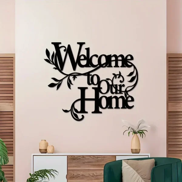 1pc Metal Welcome To Our Home Wall Sign Wall Decoration Pendant Welcome webp