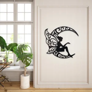 Iron Art Silhouette Deco Fairy painting Wall Ornament for Home Bedr webp