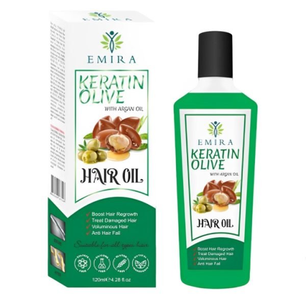 emira keratin olive with argan hair oil for boosting hair growthdamaged hairvolumirous hairanti hair fall 120ml 2