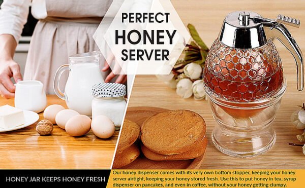 honey juice syrup dispenser pot jar for kitchen bee drip storage 5