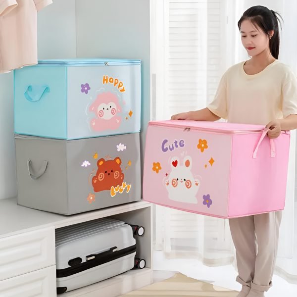 lucky teddy bear storage bag clothes toy organizer cartoon animal storage box random design color 4