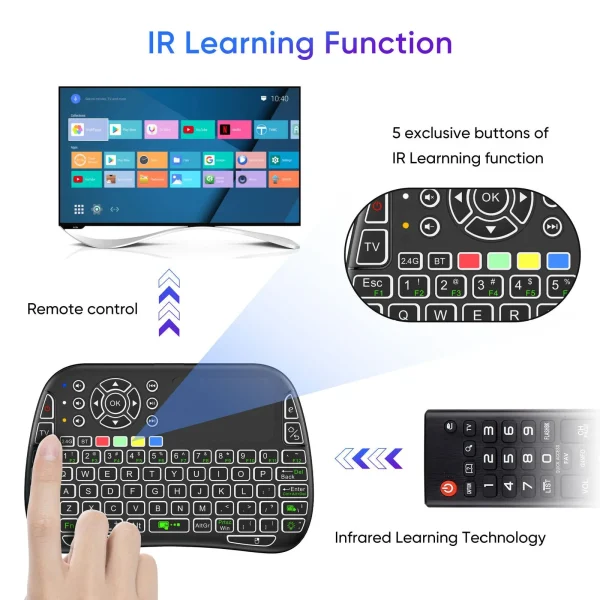 m9 bluetooth mini wireless keyboard 7 backlit 2 4g air mouse remote touchpad 2 4