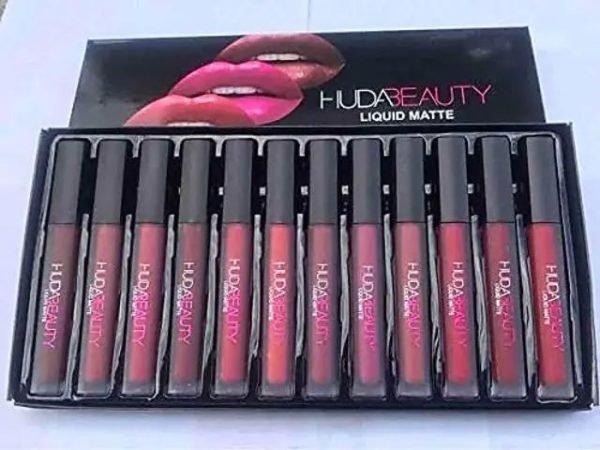 pack of 12 multicolor lip gloss huda beauty for girls and women 2